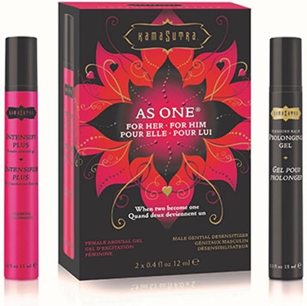 Kama Sutra As One Intensify Plus Warming Gel & Pleasure Balm Prolonging Gel INTENSIFY HER PLEASURE. PROLONG HIS PASSION. : Each Size 0.4 fl.oz / 12 ml.