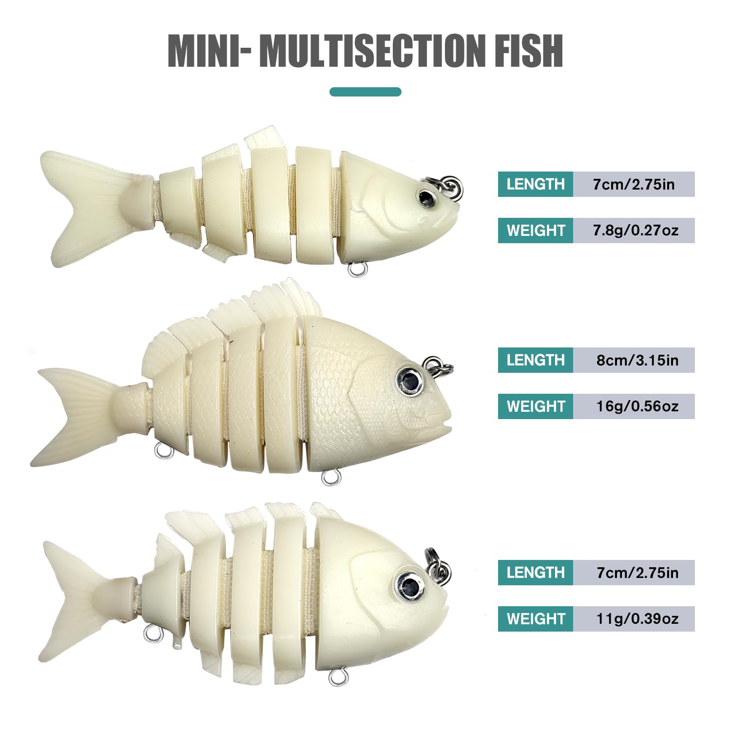 HADORAM Lure Slow Sinking Glide Bait with Fur Tail Lifelike Fishing Tackle for Trout Shad Bass Musky (2.75in/3.15in-3TZ)