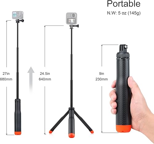 Miniatura 2 de Multiusos, monopod selfie extensible, trípode portátil y dispositivo flotante para GoPro Hero 3, 3+, 4,5,6,7,8, 9, 10, 11, 12, 13 sesiones, 2018,