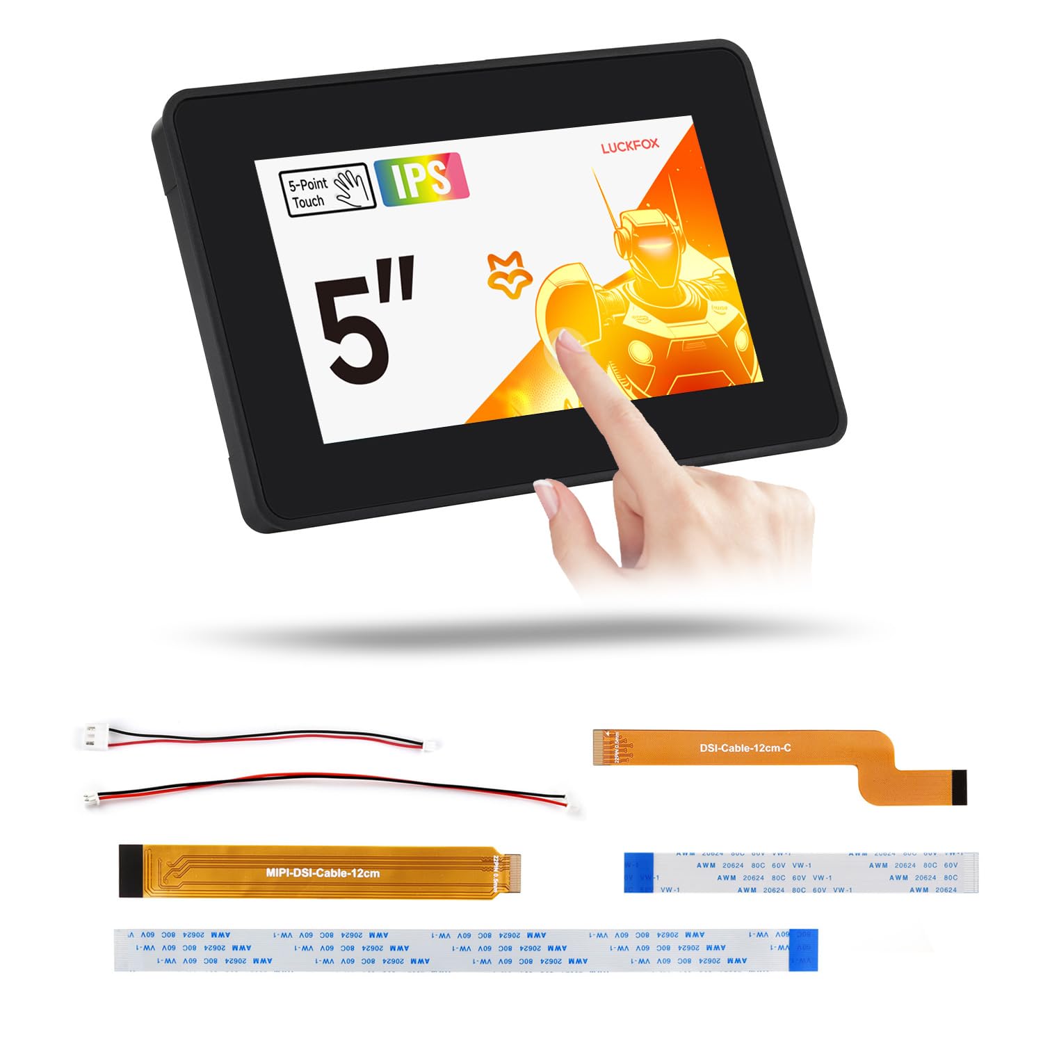 LUCKFOX 5-Inch DSI Capacitive Touch Display(with Case), 5-Point Touch IPS Panel for Raspberry Pi 5 / Pi 4B / ESP32-P4-Module-DEV-KIT/Luckfox Lyra / Omni3576