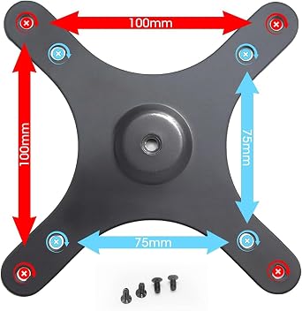 Kado Portable Monitor Mounting Adapter Bracket Plate, 1/4 Screw Hole to 100x100mm 75x75mm, M4 Screw Set Wall Mount Arm Mount Universal, Tripod Camera Stand for Desktop Monitor Portrait/Landscape Mode