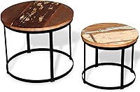 Vista 6 de Juego de mesa auxiliar de dos piezas de 2 piezas para sala de estar, mesa de centro y mesa auxiliar, mesas auxiliares simples, juego de 2 piezas