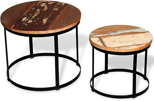 Miniatura 6 de Juego de mesa auxiliar de dos piezas de 2 piezas para sala de estar, mesa de centro y mesa auxiliar, mesas auxiliares simples, juego de 2 piezas,