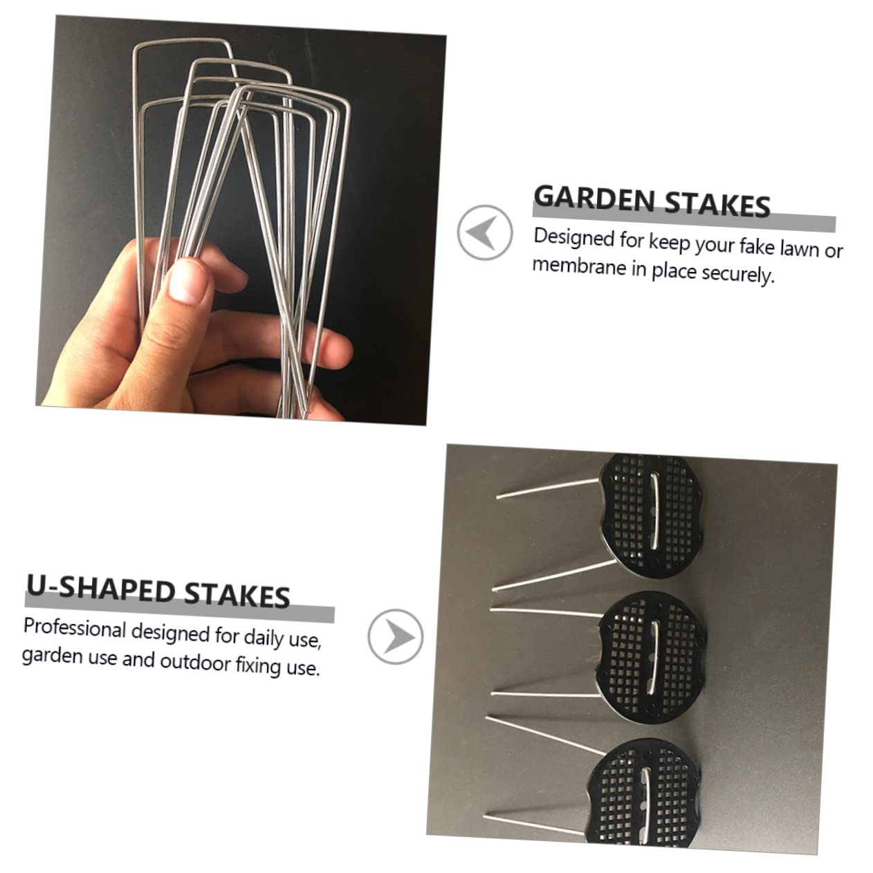 50 Set Picchetti per Fissaggio Esterno a U in Filo Zincato da Giardino | Membrane e Teloni, Montaggio Sicuro e Semplice, Nero, Uso Quotidiano All'aperto, 50 Set