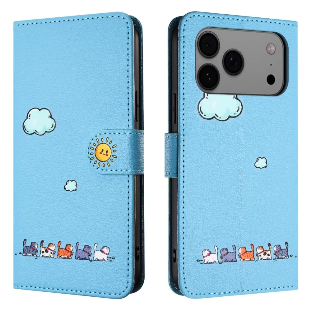 Generic Étui compatible avec iPhone 8/7/6/SE 2020/SE 2022 (couleur : noir) étui portefeuille en cuir à rabat avec motif de chat mignon
