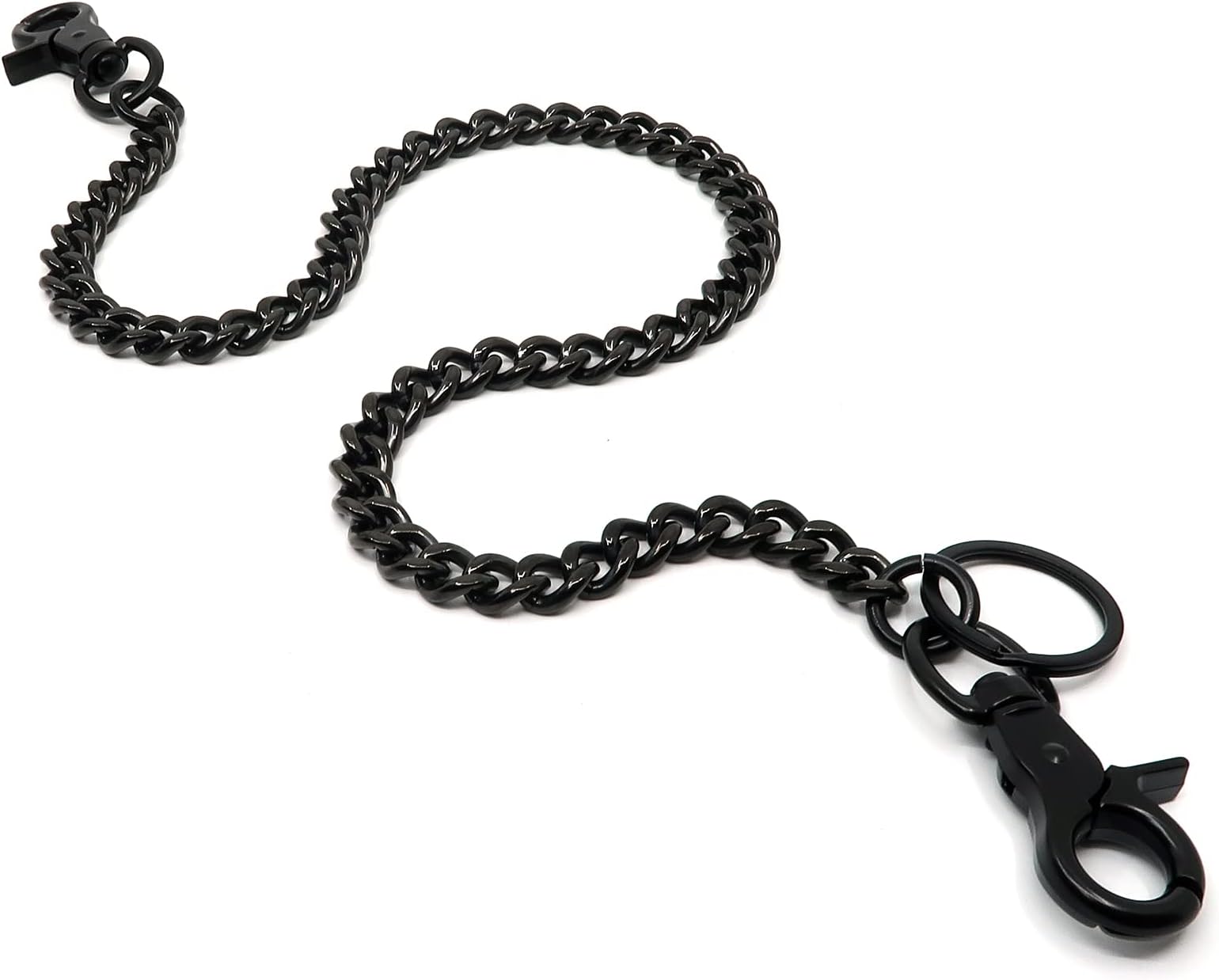 newtro STAINLESS STEEL Wallet Chain Men Women Boy Girl, Biker Motorcycle Pants Jean Punk Long Key Chain Black Silver SKZK, Bs002-19, L
