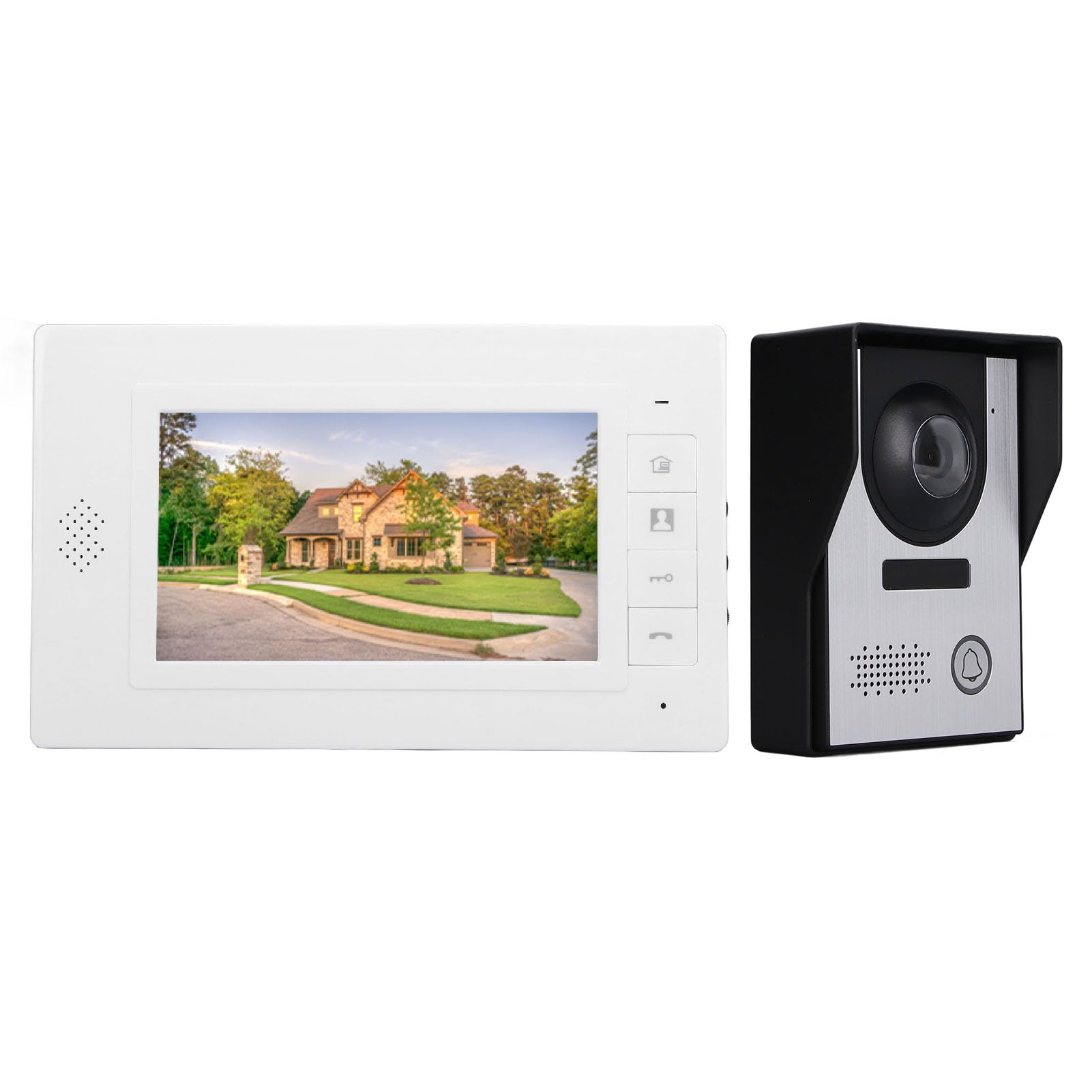 con intercomunicador bidireccional y visión Nocturna, Monitor Interior con Pantalla TFT de 7 Pulgadas y función de desbloqueo - Kit de Timbre con Video de 7 Pulgadas y de