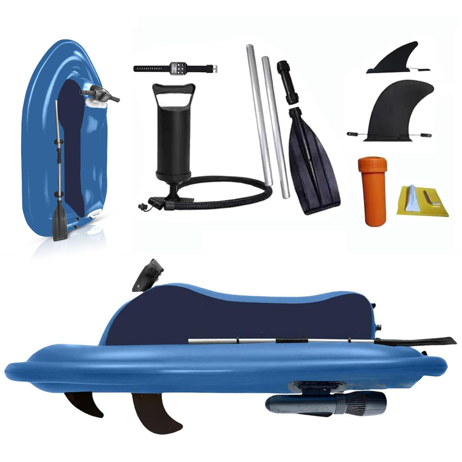 Eastnmythet Underwater Scooter & Summer Electric Motor Boat Jet Ski Inflatable Boat with Thruster, Load Capacity 150kg~220kg for Water Sports 500W 16000mAh