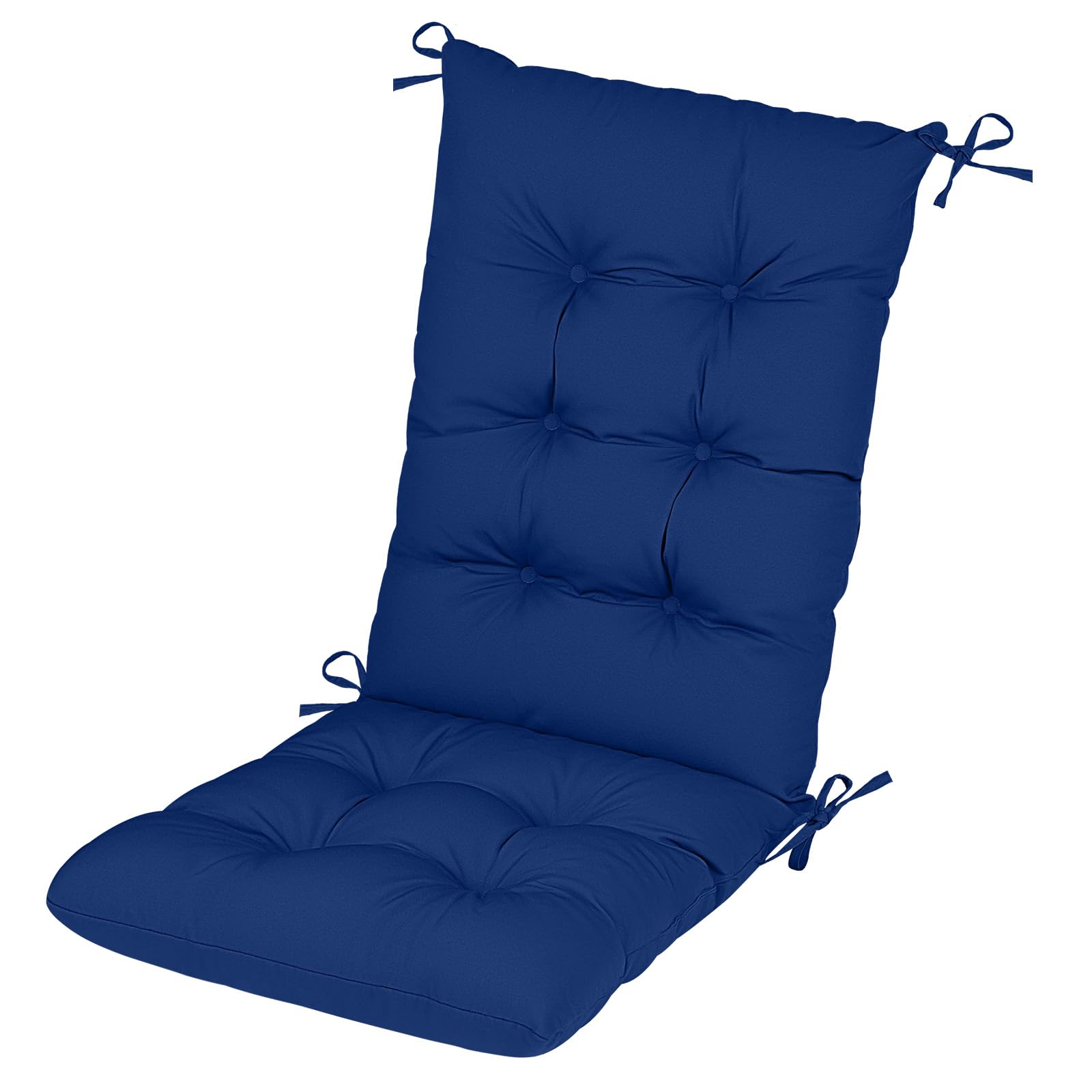 RIMEPATIO Outdoor High Back Chair Cushion 120x45cm, 8cm Thick Tufted Waterproof Rattan Seat Pad with Ties for Garden & Patio Dining Chairs, Loungers, Recliner, Grey — view 12