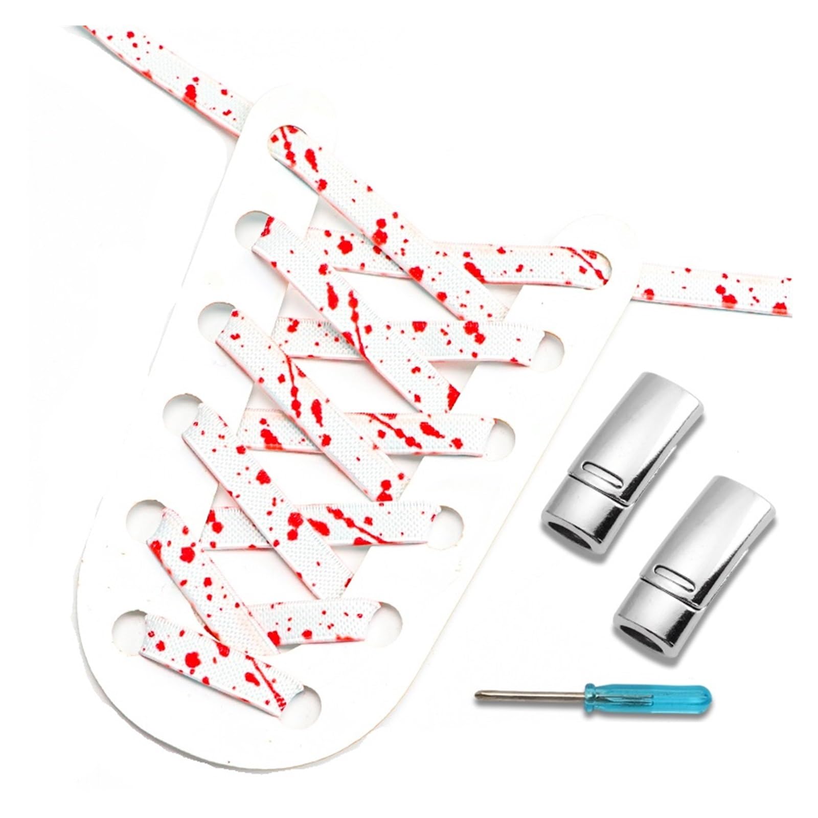 GPDNBIEU Shoelaces, Laces No Tie Sneakers Children Flat Lace Woman Colorful Splash Ink Shoestrings(White Red)