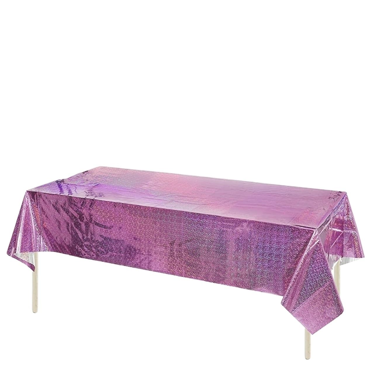 Disco Table Runner 137x274cm Glitter Aluminum Foil Tablecloth Wedding Birthday Party Decorations Rectangular Waterproof(Pink)