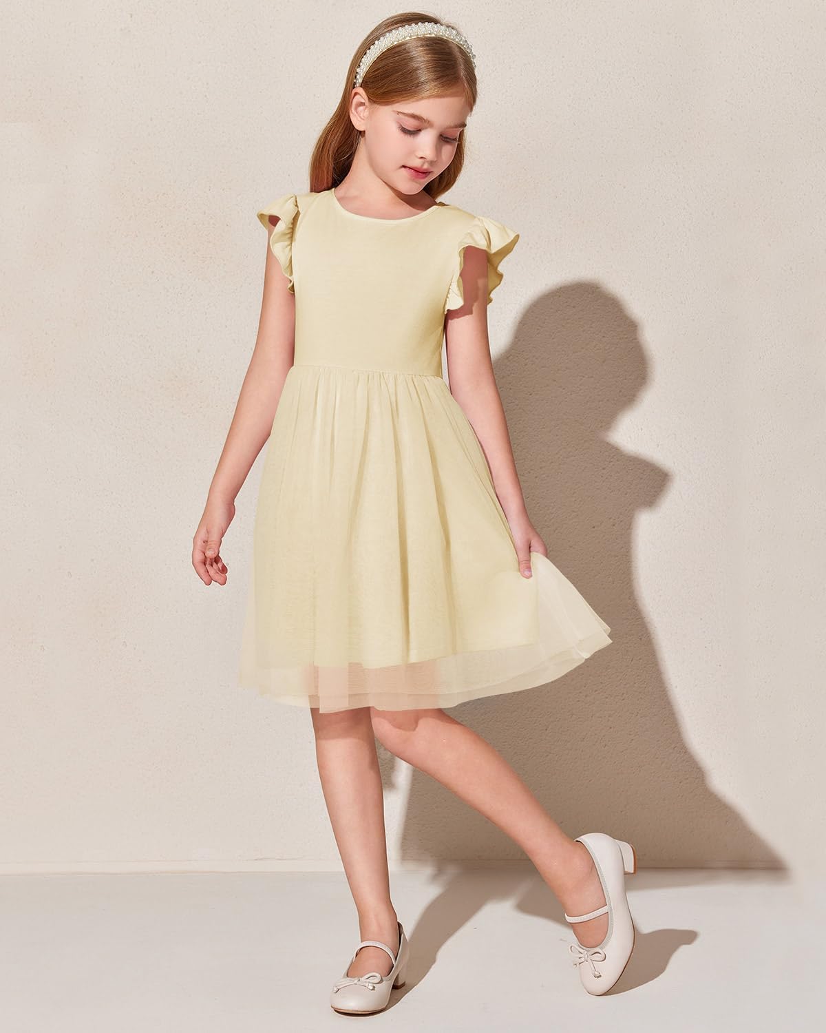 Haloumoning Girls Tutu Dress Ruffle Short Sleeve Fluffy Summer Party Tulle Dress for Kids 5-14Y - Image 2