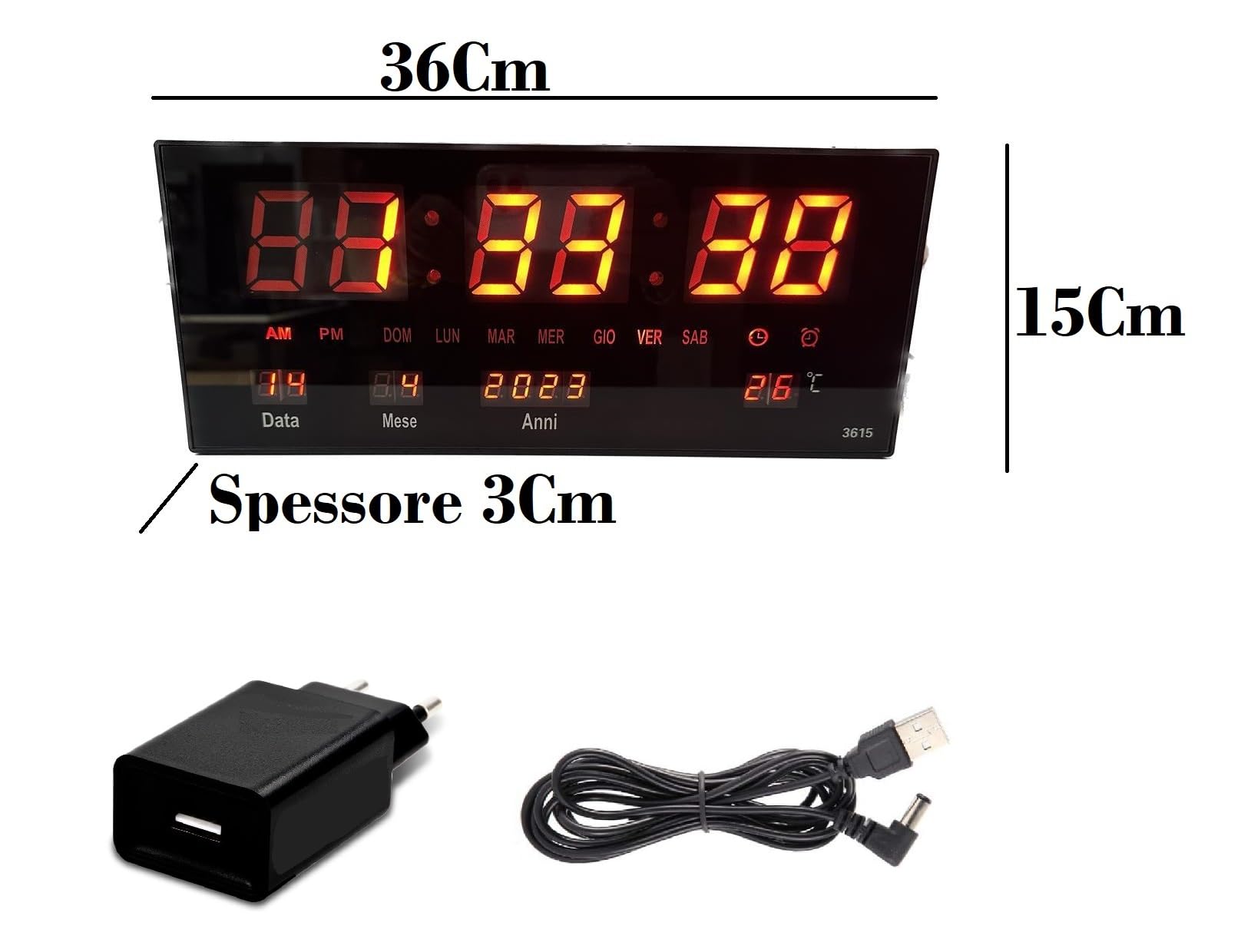 Orologio Da Parete Digitale Bifacciale CHKOSDA 18 Pollici Con Timer, Sveglia E Temperatura - Display LED Luminosità Regolabile (Rosso)
