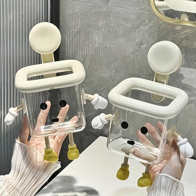 Image of KIMEE Cartoon Toothbrush Holder | Wall Mounted Self Adhesive Bathroom Storage Organizer for Toothbrush, Toothpaste, Face Cream & Lotion Holder