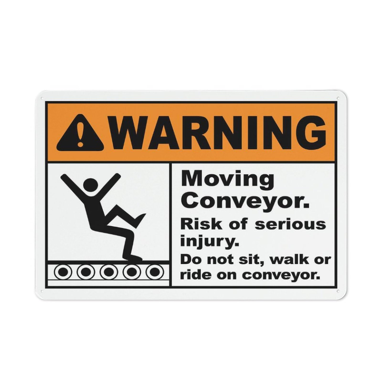 Warning Moving Conveyor Risk Of Serious Injury Sign Warning Tin Sign Home Kitchen Farm Garden Garage Wall Decor 12X8Inch