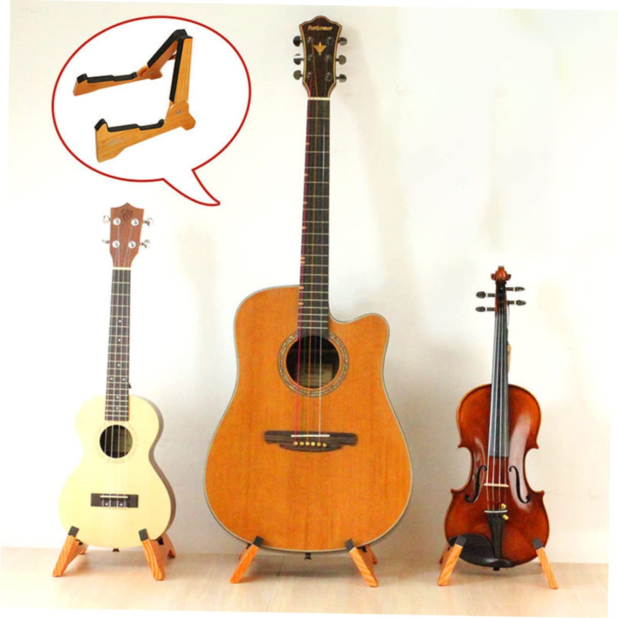 Abaodam Supporto per Chitarra in Legno Leggero e Pieghevole Design Staccabile, Adatto a Basso e Violino per Music Room e Negozio di Strumenti Musicali
