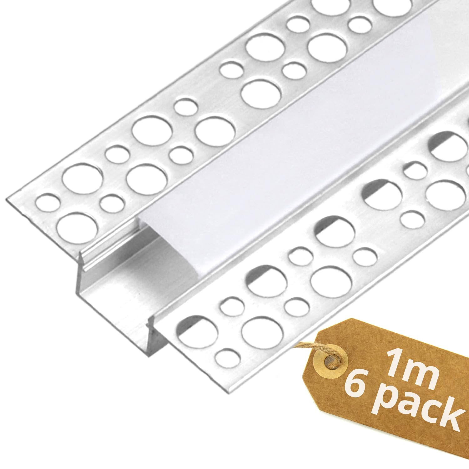 QWORK® 6 Pezzi 1m Profilo LED da Incasso per Cartongesso, Profilo Alluminio per Strisce LED Larghezza Max 17mm