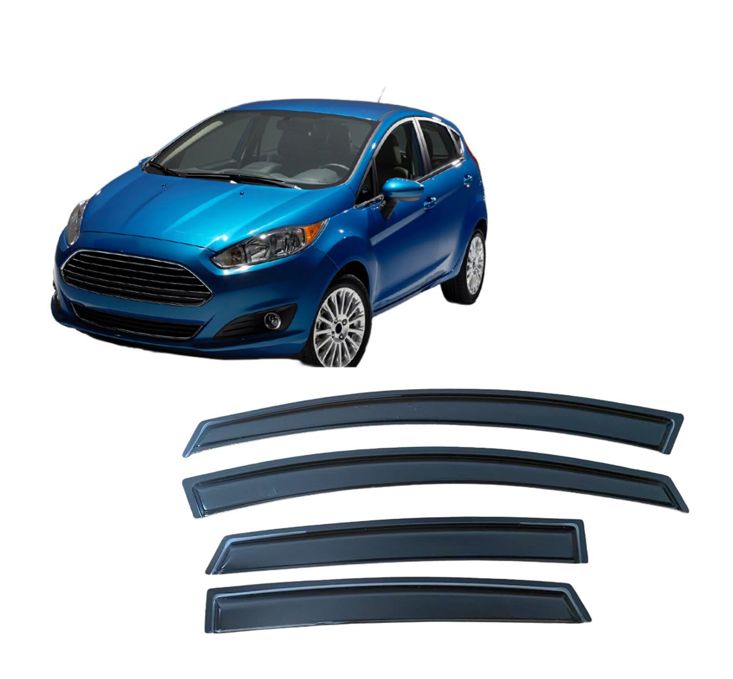 nwsplmy Wind Deflectors for FORD FIESTA 2009-2019 5DHTB/4D SEDAN, Rain Guards Window Visors, 4-Piece, Protects Against Fading & Cracks