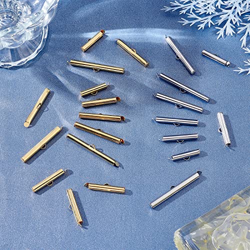 UNICRAFTALE about 60pcs 2 Colors 5 Size Stainless Steel Slide On End Clasp Tubes Crimp End Tube for Round Slider End Caps Crimp Tube Buckle Clasps for Bead Looms Bead Multi-Strand Necklace Jewelry - Image 3