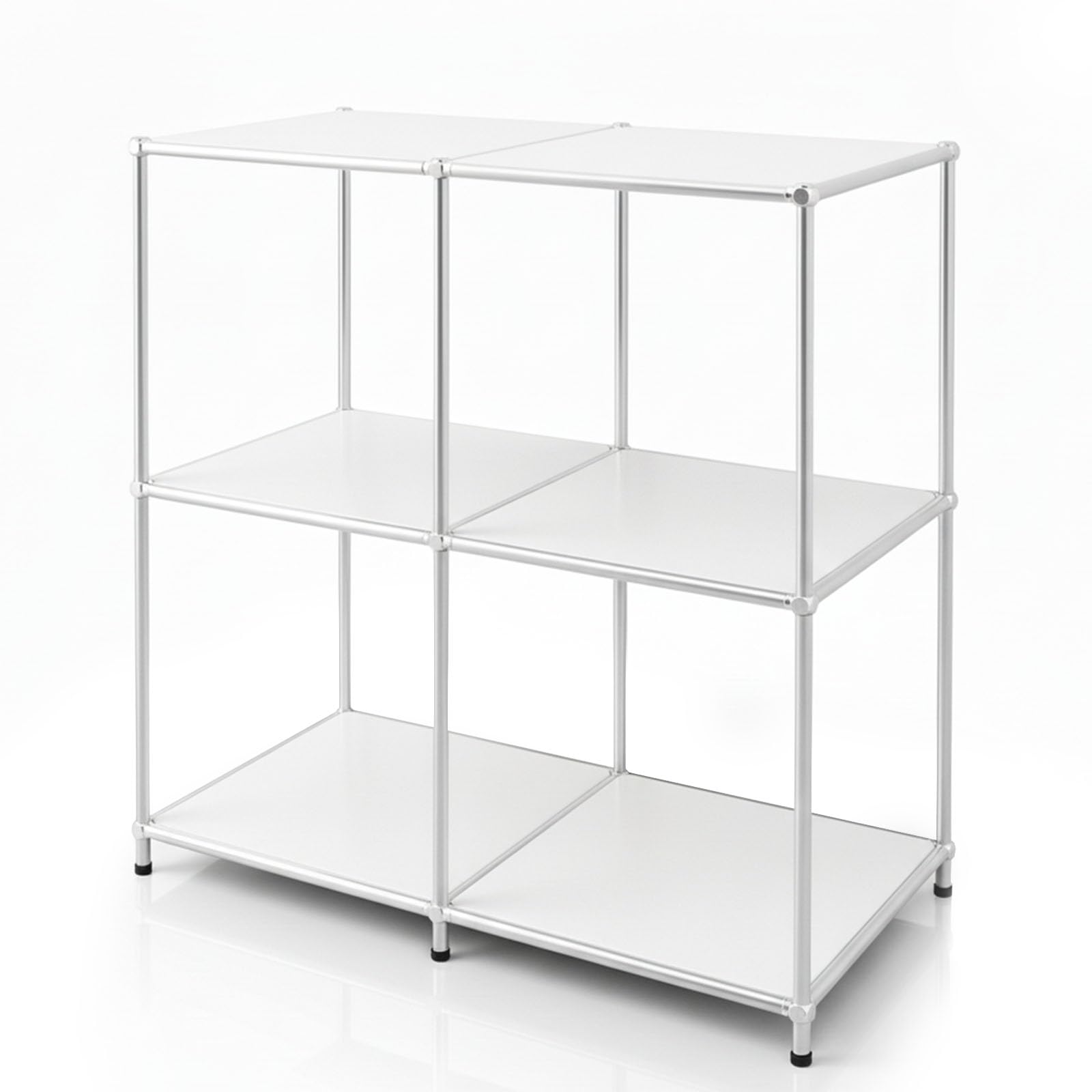 Floordirekt Regal, Metallregal, Sideboard - Chrom, 80Hx80Bx40T cm - Modulares Stecksystem im modernen Design, Metall Regal für Wohnzimmer, Büro, Flur - Würfelregal Concept Epure MK-027