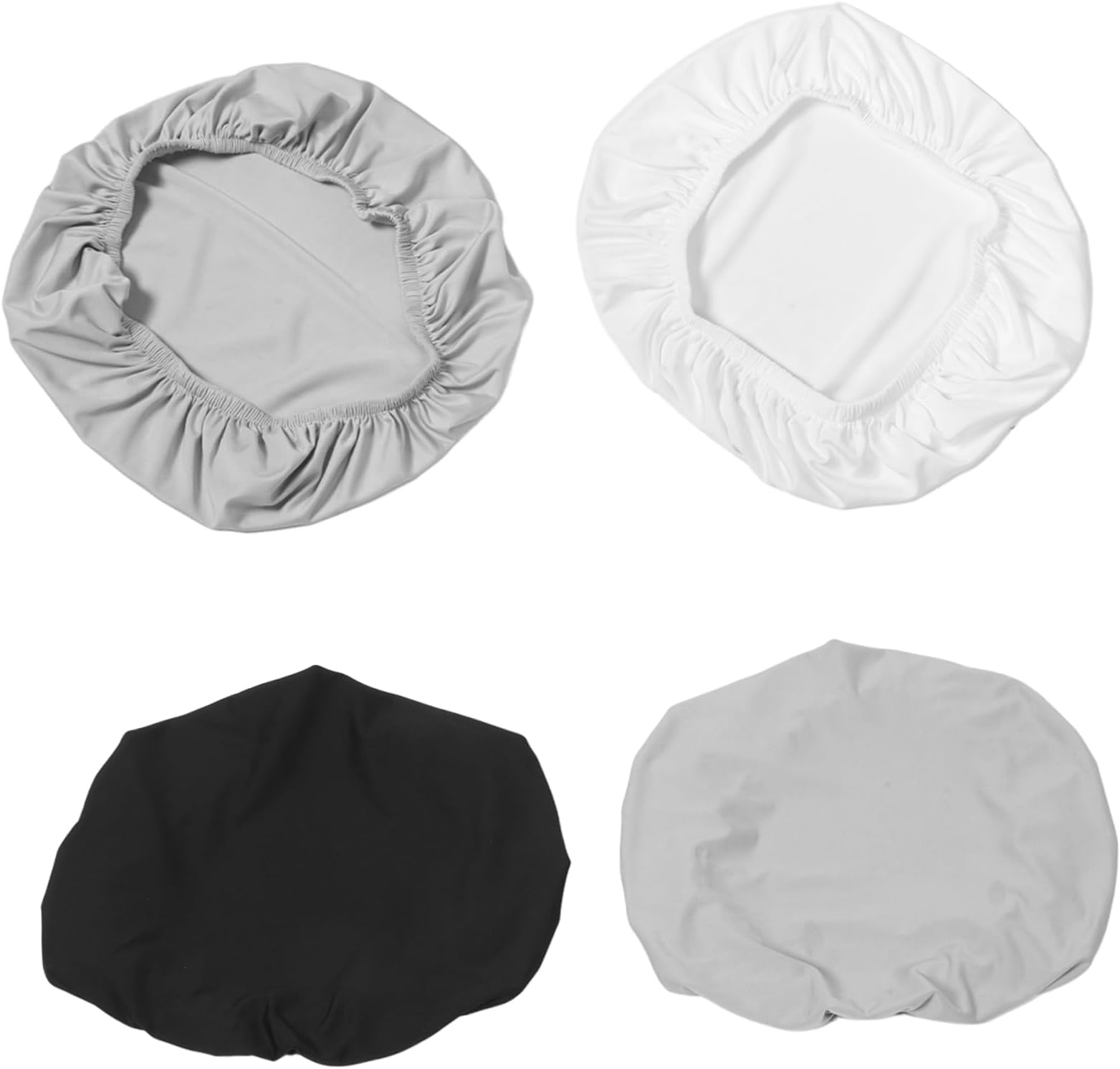 TEHAUX 4pcs Toilet Tank Lid Covers Replacement Set Elastic Bottom Fit Soft Decorative Covers for Bathroom White Light Grey Black
