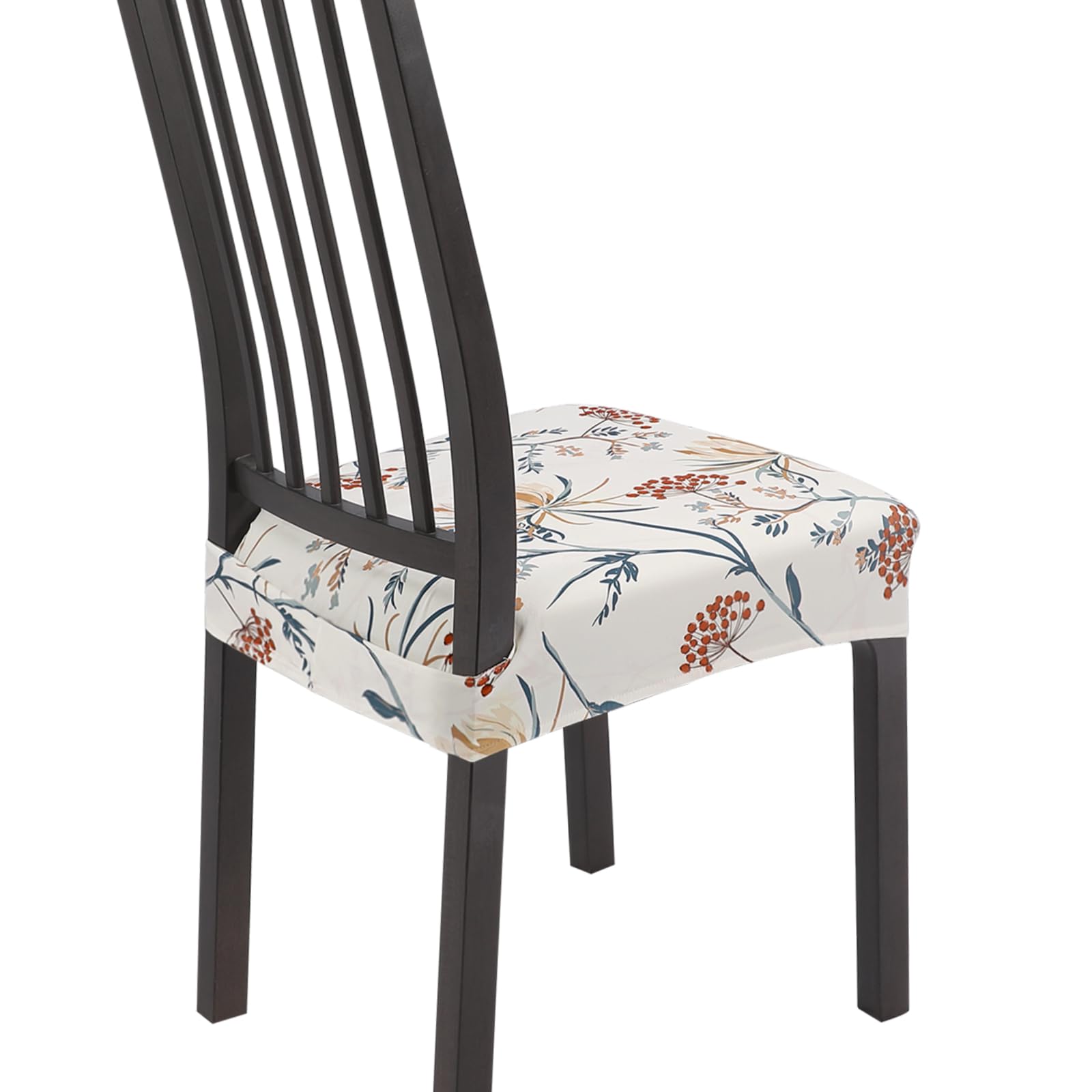 SearchI Stretch Dining Chair Seat Covers Set of 6, Soft Removable Washable Seat Covers for Dining Chairs, Dining Room Seat Cover Protector (Rear-Covered, Beige Flower 1)-picture-12