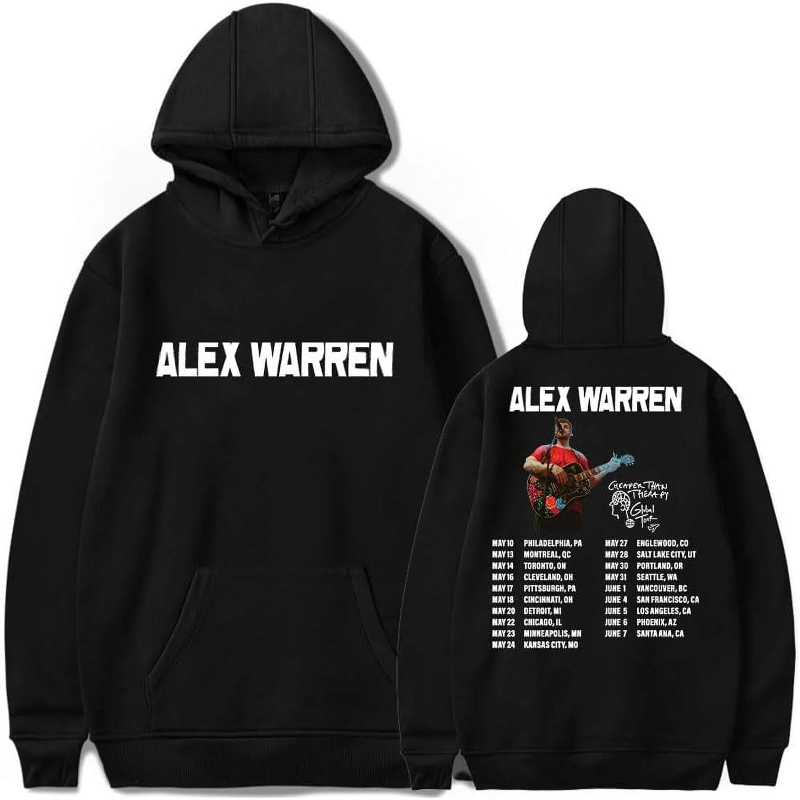 VBPOIYB Hoodies Al-ex Singer War-ren Unisex Long Sleeve Hoodies Hip Hop Street Sports Pullover (Black,M)