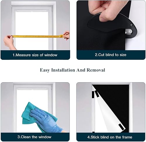 Miniatura 5 de OGU Persianas rectangulares 100% opacas para ventanas, 118 x 57 pulgadas, cortinas opacas portátiles, sin taladro, fácil de cortar, para dormitorio,