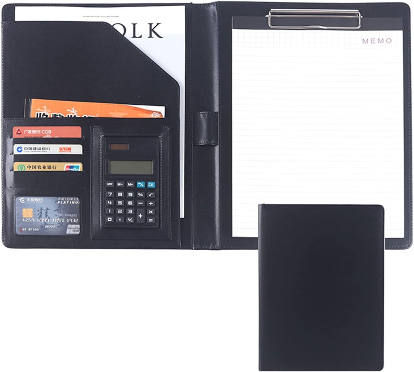 VHJdtE Folder, A4 Conference Clipboard Foldover with Cover Writing Work Folio Refillable Organiser(Svart)