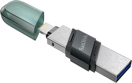 SanDisk iXpand USB 3.0 Flash Drive Flip 128GB for iOS and Windows, Metalic