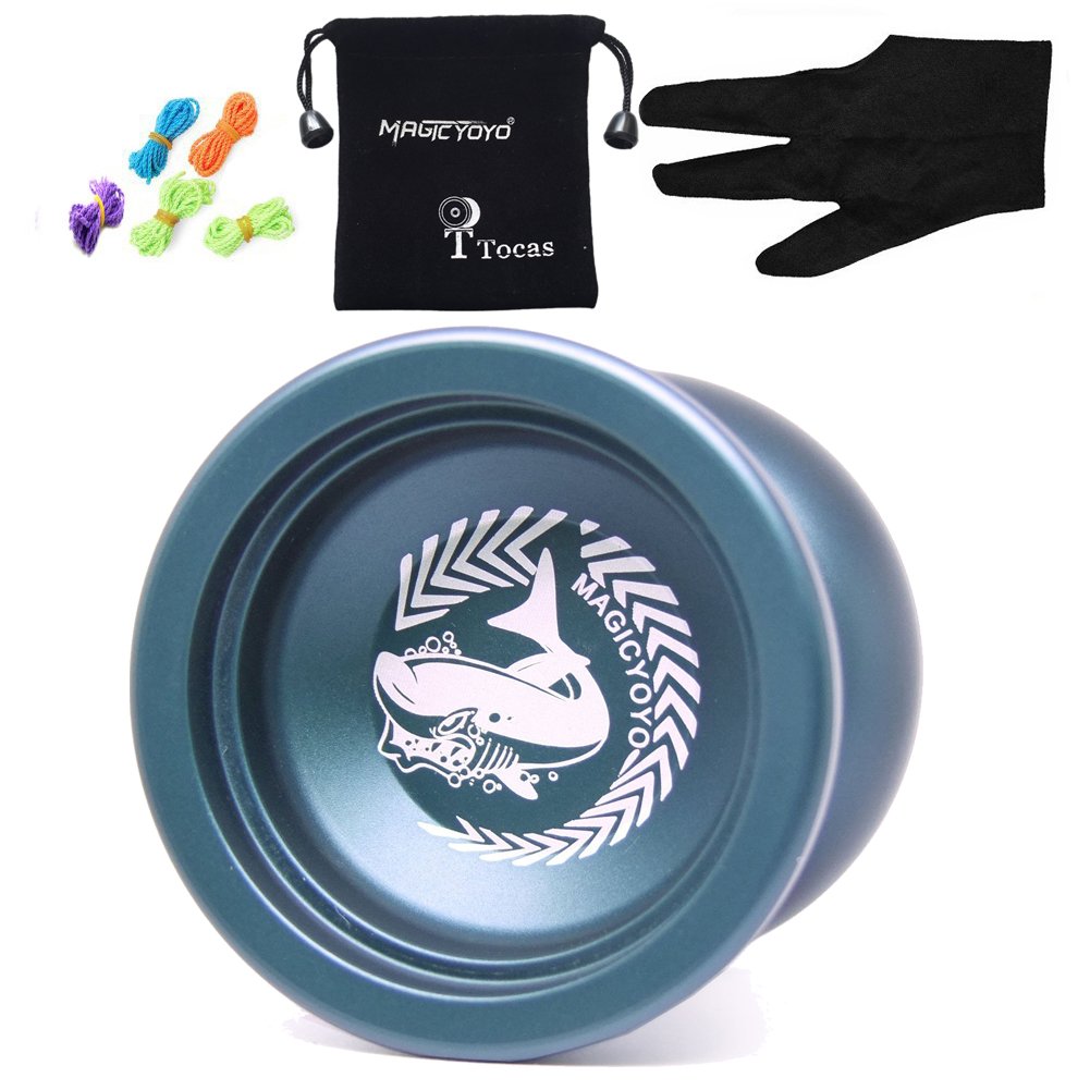 MAGICYOYO N12 Shark Honor Unresponsive Yoyos Set Metal Yo-yo Professional Yo Yo, Dark Blue