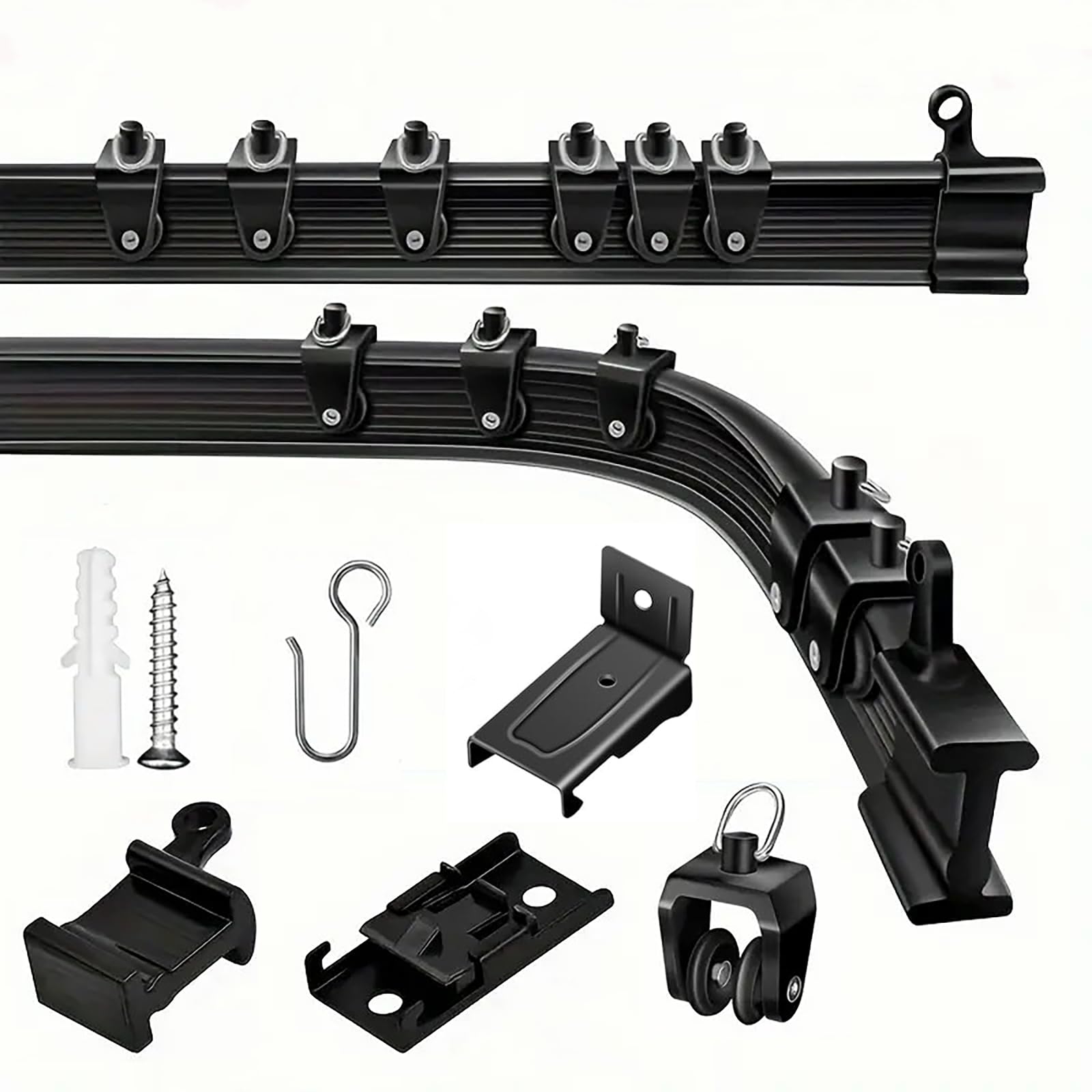 YLNANMI Flexible Bendable Curtain Track Ceiling or Wall Mount 23FT(7m)- Ceiling Curtain Track,- Easy to install curtain rails,Black