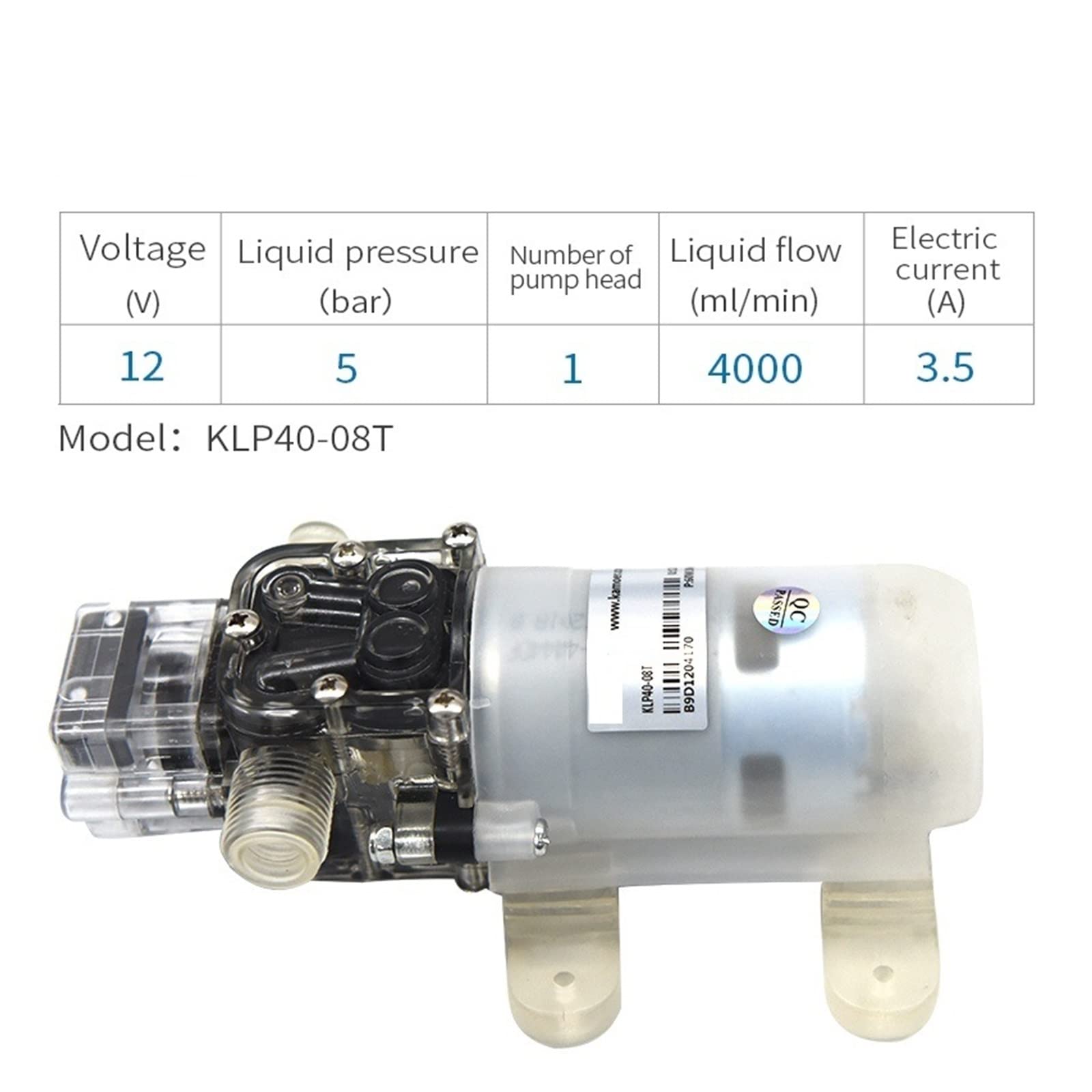 4L/min mikropompa wodna, elektryczna pompa membranowa, mała pompa, wysokociśnieniowa rolnicza pompa natryskowa 12v pompa do myjni samochodowej(12v 40-08t-1)