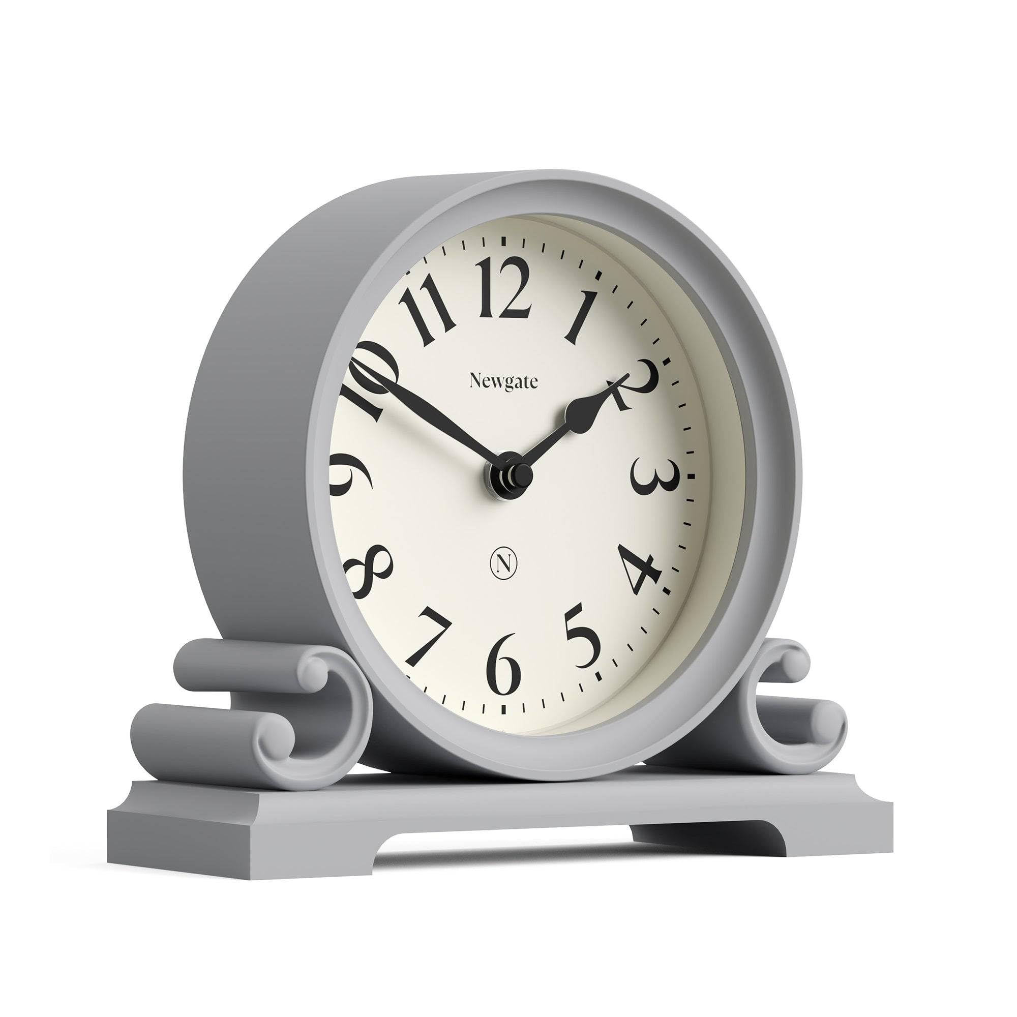 Newgate Grey Newgate® Divisadero Mantel Clock | Traditional Double Scroll Design | Clockwork | Classic Style For Desk, Table Top, Shelf Or Bedside