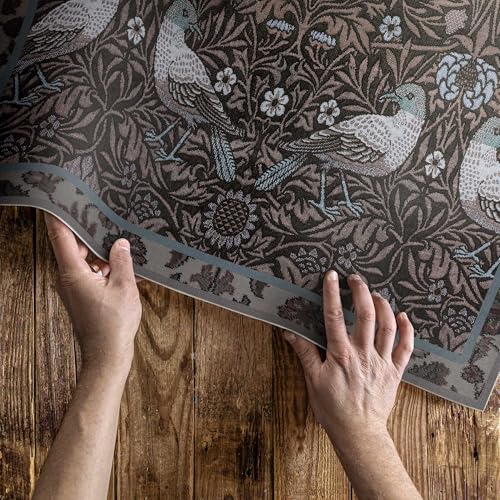 Tapis en vinyle 80x120 cm PVC rectangle fleurs oiseaux lierre intérieur - 5