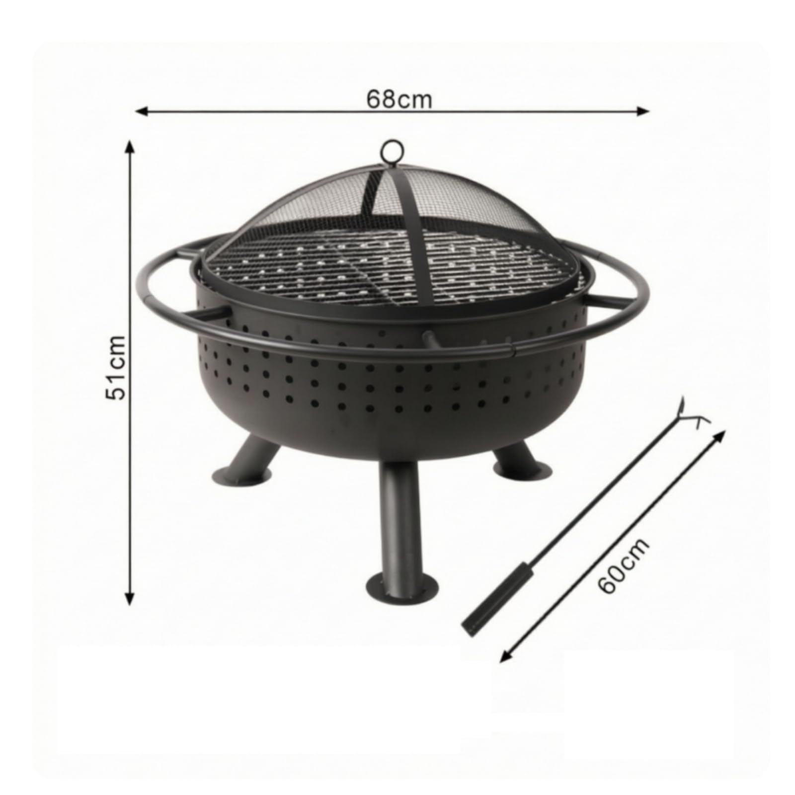 rockible Brasero Barbecue Chauffage à Charbon, Brasero Grille Cuisson, Polyvalent, pr, Terrasse, Familles