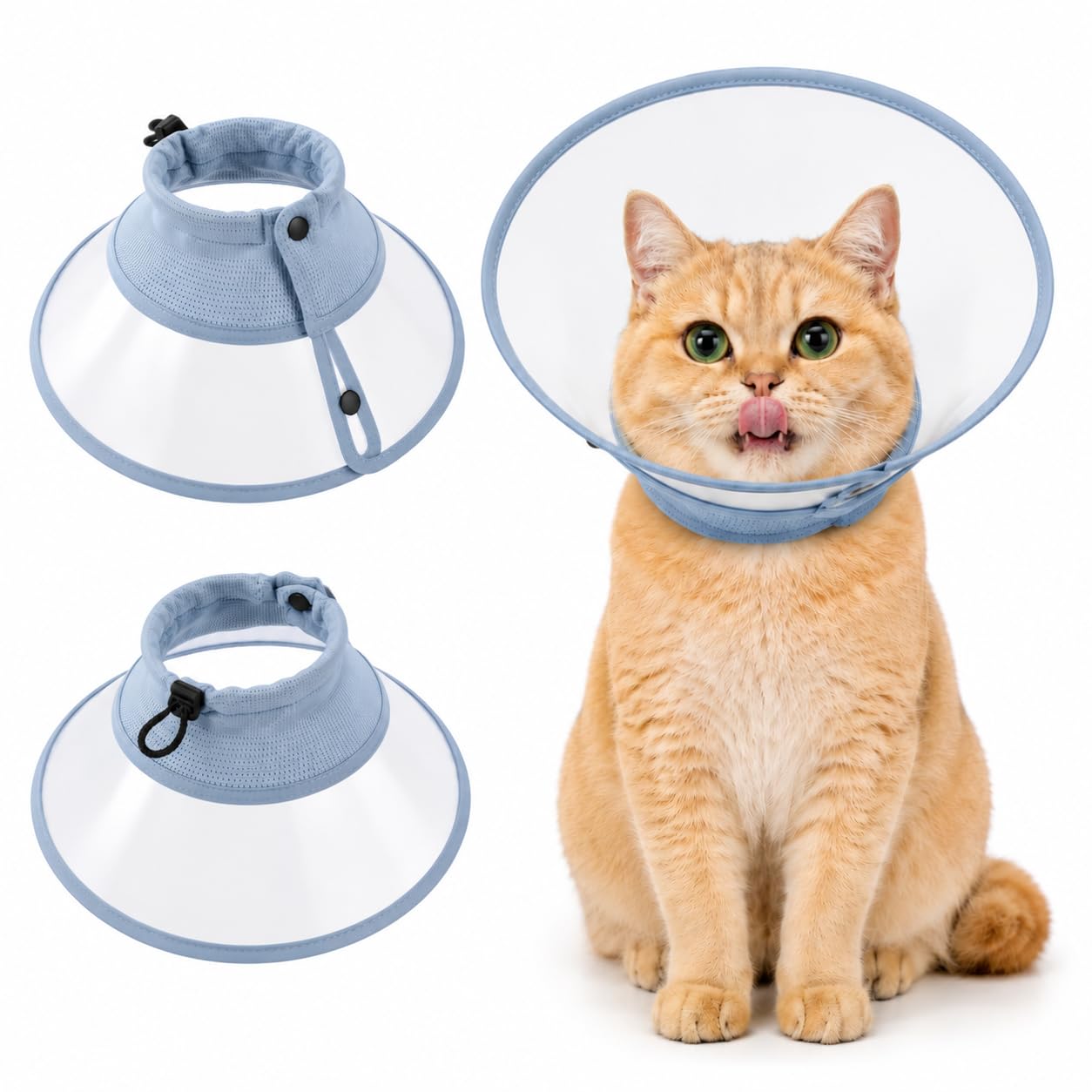 Avont Adjustable Cat Cone Collar, Alternative Anti-Lick E-Collar, Protective Recovery Elizabethan Cone After Surgery Recovery & Skin Protection for Kittens Puppy Small Dog to Stop Licking -Blue(M) — image 1