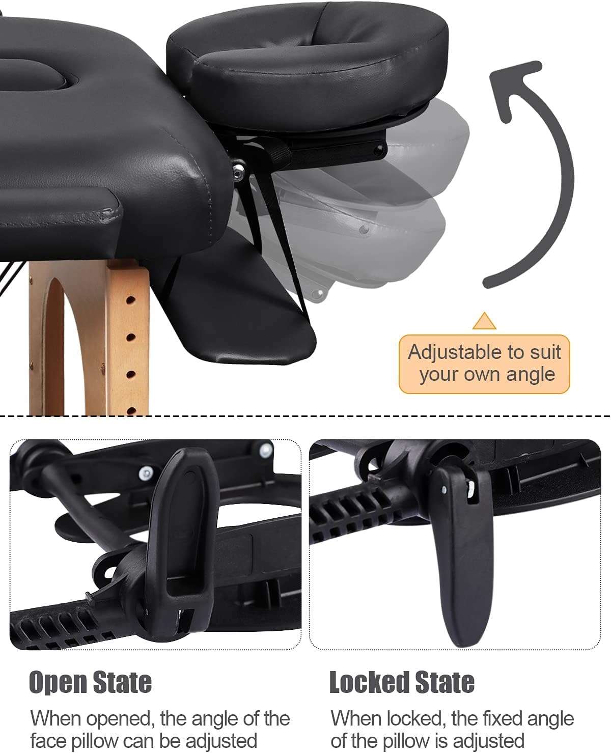 Soporte universal para la cara y cojín para mesa de masaje, reposacabezas de masaje ajustable y almohada facial para cama, kit de masaje superior de colchón, reposacabezas para salón de 5