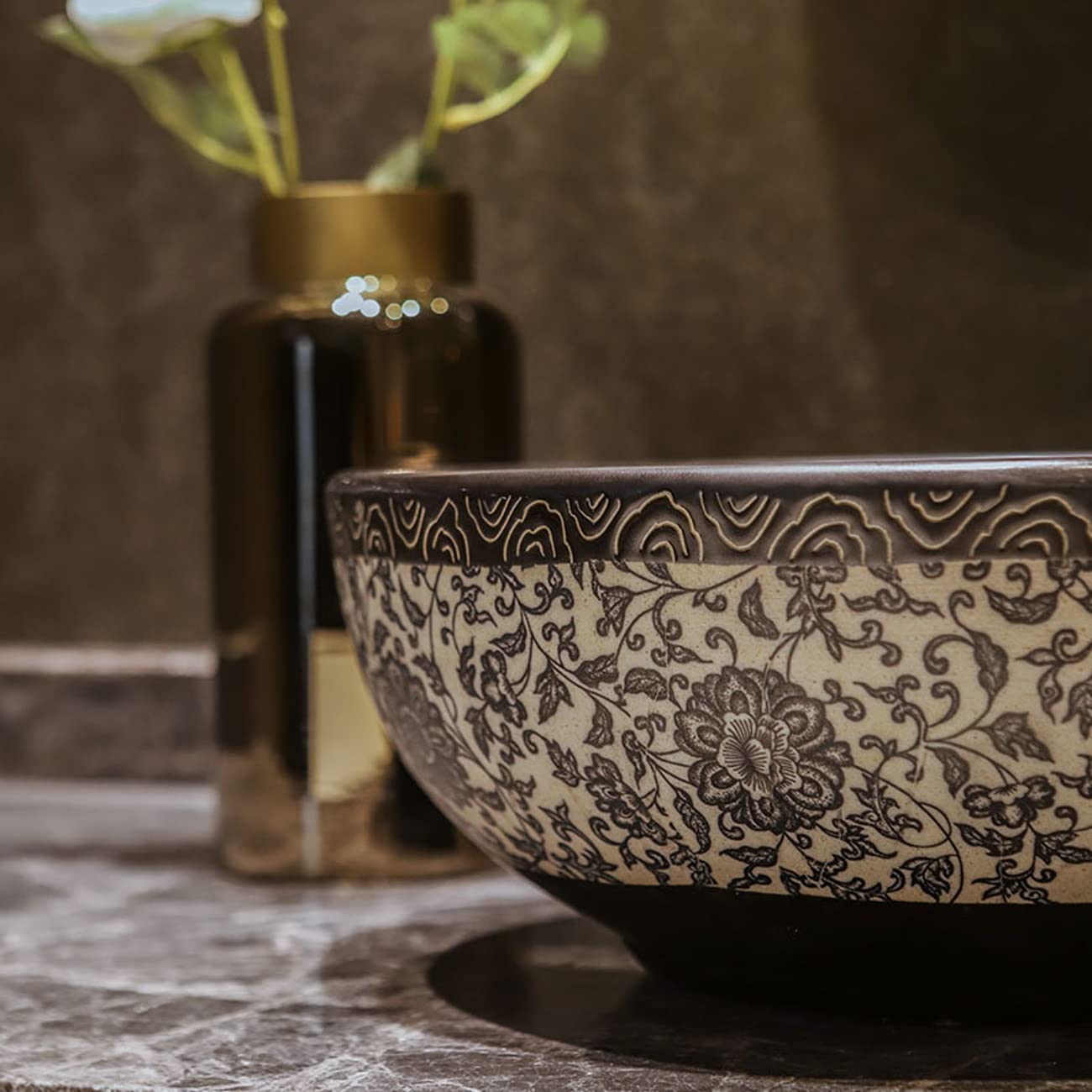 Umywalka Nablatowa, Umywalka Łazienkowa Nablatowa Z Porcelany, Ceramiczna Umywalka Artystyczna Z Kranem I Odpływem