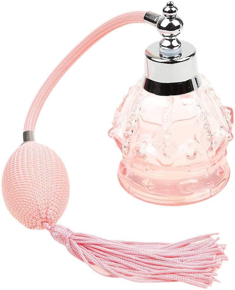 Empty Vintage Refillable Perfume Spray Empty Glass Bottle Atomizer Diffuser (Pink)