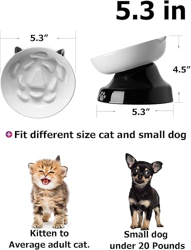 Miniatura 2 de Y YHY Alimentador lento, cuenco elevado para comida con diseño inclinado para perros y gatos para alimentos secos y húmedos