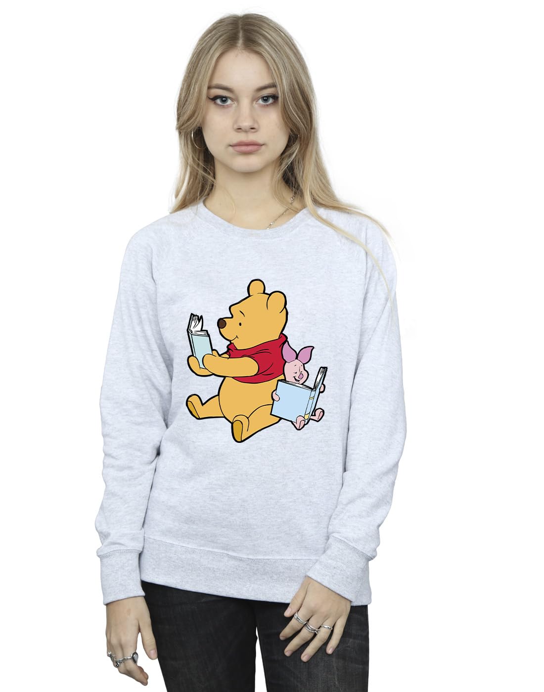 Absolute Cult Women's Sport Grey Disney Winnie The Pooh Reading Sweatshirt XXX-Large