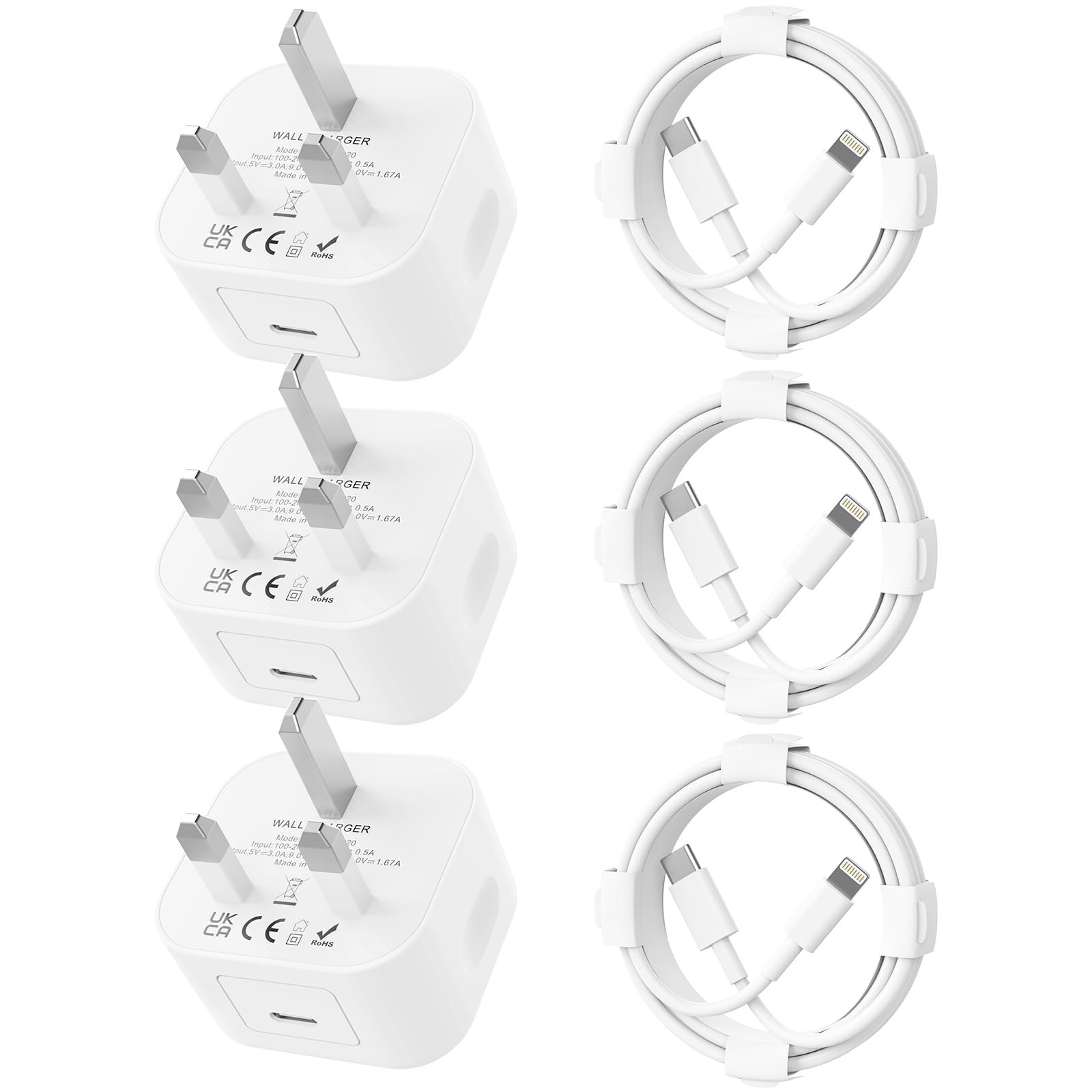 iPhone Charger Fast Charge 3Pack [MFi Certified] 20W USB C Plug with 6FT Lightning Cable, USB C Charger and Long Charging Cable for iPhone 14 13 12 11 X/Plus/Pro/Pro Max/Mini/SE/i-PadClimeCo Certified