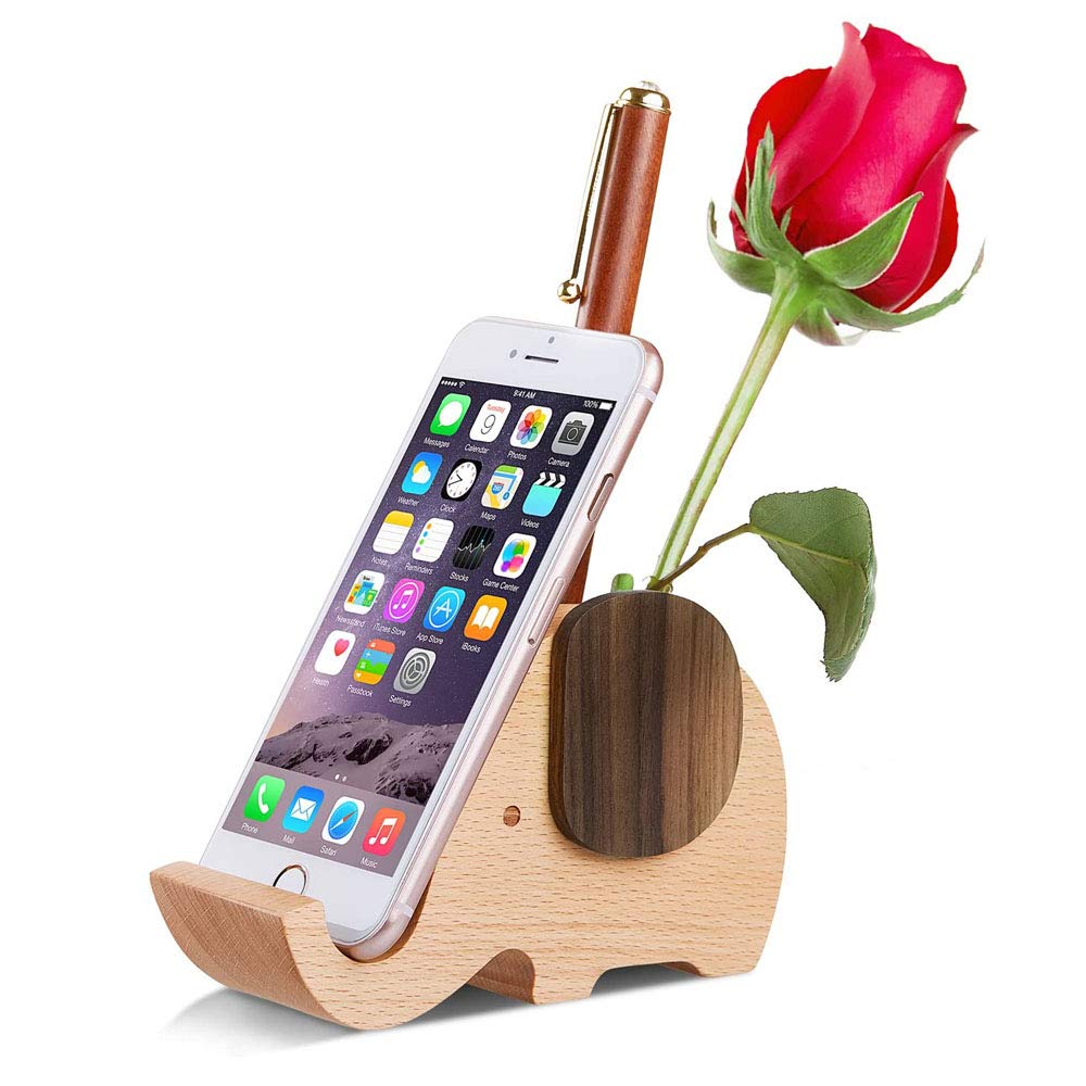 Portapenne Creativo, Portapenne in Legno Carino, Multifunzionale Creativo Forma di Elefante Legno Pencil Organizer con Supporto per Telefono Elephant per Ufficio, Decorazioni per La Casa o Scuola