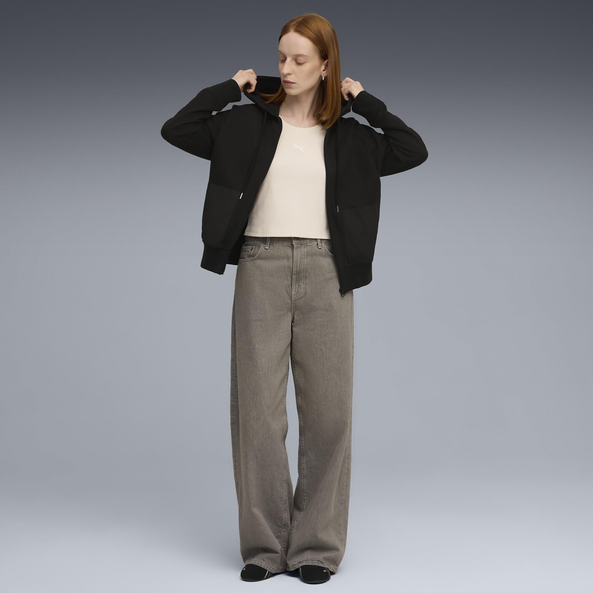 PUMA Her Relaxed FL Felpa con Cappuccio e Zip Intera