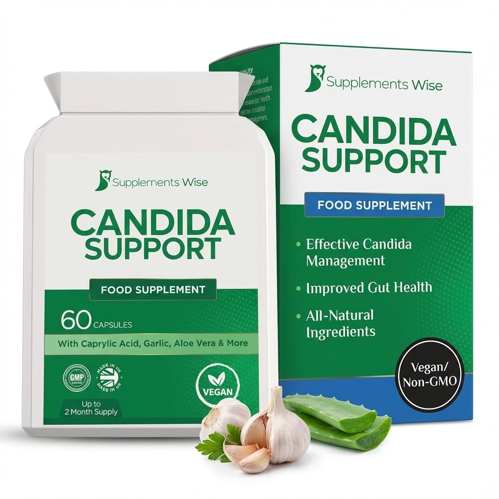 Candida Support - BV Treatment for Ladies, Candida Cleanse for Thrush and Yeast Infections, Caprylic Acid, Garlic, Gut Health & Vaginal Probiotics Supplement - Pessary, Cream Alternative - 60 Capsules