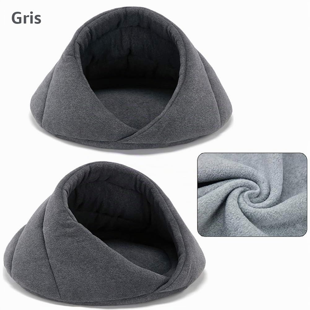 Cama Acogedora De La Cueva del Gato Saco De Dormir De Felpa Suave Y Cálida Cueva Y Cojines para Mascotas Medio Cubierto Canasta De Cama para Perros Calentador Térmico Lavable,Gris,L