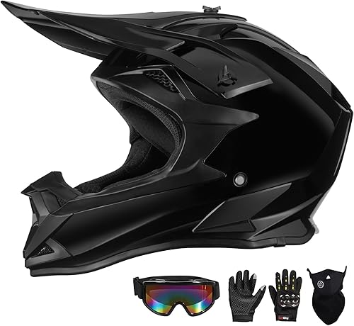 Miniatura 1 de Casco de motocross para adultos ATV para moto de tierra todo terreno de cara completa con gafas, guantes y máscara, aprobado por el DOT
