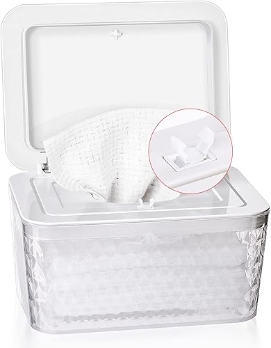 Dispensador de toallitas para bebés, soporte para toallitas a prueba de polvo, apertura con una sola mano con resorte, mantiene las toallitas