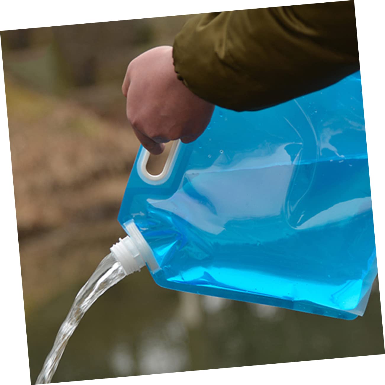 BCOATH Folding Water Container Portable Tote Bag for Outdoor Activities Camping Hiking Travel Lightweight Space Saving Durable Water Storage Blue